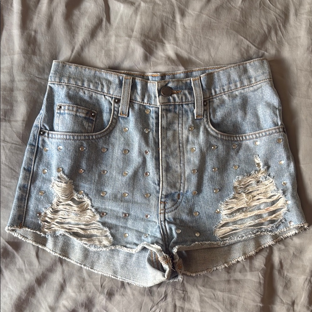 CARMAR Bedazzled Blue Jean Shorts Size 25